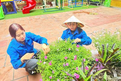 ĐOÀN THANH NIÊN TRƯỜNG MẦM NON NAM BÌNH, PHƯỜNG HOA LƯ LAO ĐỘNG DỌN DẸP TRANG HOÀNG KHUÂN VIÊN TRƯỜNG LỚP ĐÓN TẾT BÍNH NGỌ 2026